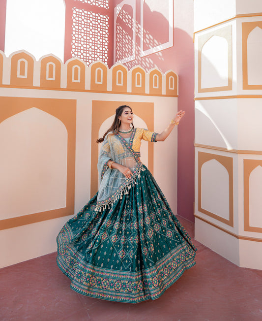 Marriage Special Work Green Color Lehenga Choli