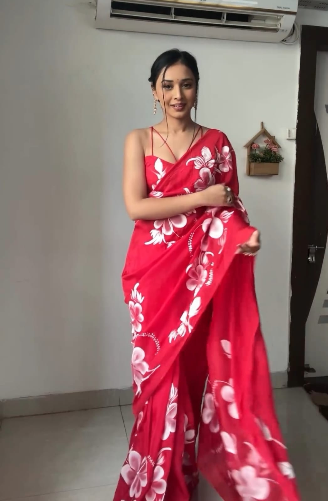 Presenting  Pink Color Georgette Silk Ready To Wear Saree