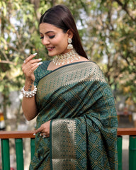 Stunning Green Color Patola Style Designer Saree