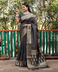 Stunning Black Color Patola Style Designer Saree