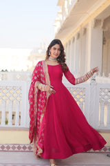 Outstanding Pink Color Sequins Embroidered Long Anarkali Gown