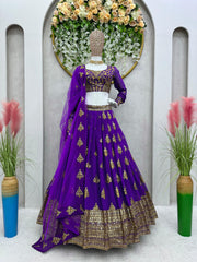 Superhit  Blue Color Georgette Embroidered With Sequence Work Lehenga Choli