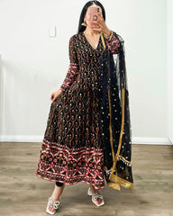 Outstanding Black Color Sequence With Dori Latkan Anarkali Gown