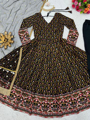 Outstanding Black Color Sequence With Dori Latkan Anarkali Gown