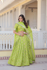 Occasion Wear Jacquard Perrot Color Lehenga Choli