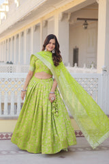 Occasion Wear Jacquard Perrot Color Lehenga Choli