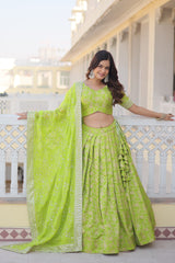 Occasion Wear Jacquard Perrot Color Lehenga Choli