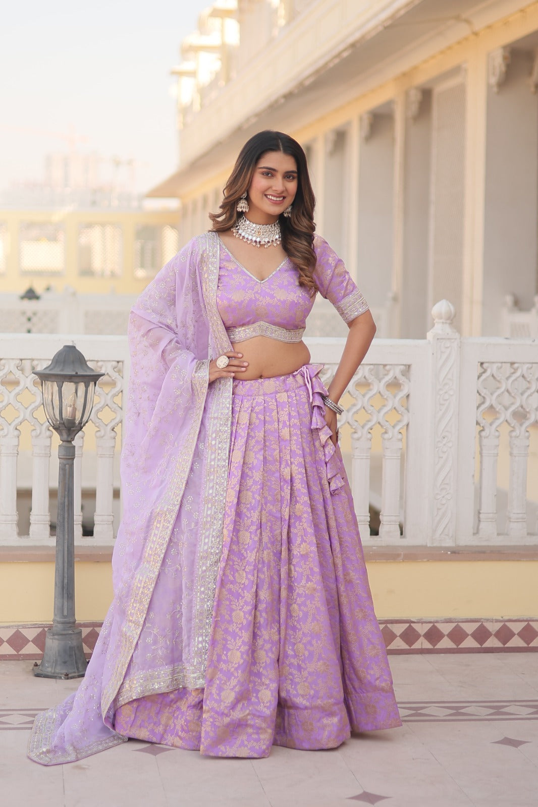 Occasion Wear Jacquard Pink Color Lehenga Choli