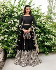 Embroidery Work Black Color Exclusive Lehenga Choli