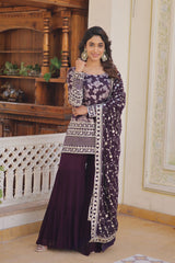 Jacquard Design With Work Z Color Sharara Suit