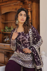 Jacquard Design With Work Z Color Sharara Suit