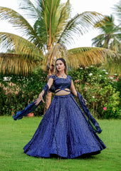 Royal Blue Color Engagement Wear Couple Dress