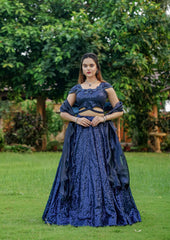 Royal Blue Color Engagement Wear Couple Dress