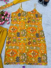 Outstanding  Haldi Wear Yellow Color Georgette Digital Print Sharara Suit