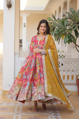 Luxuriant Digital Print Musty Color Gown