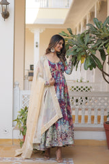 Luxuriant Digital Print Musty Color Gown