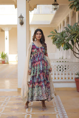 Luxuriant Digital Print Musty Color Gown