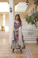 Luxuriant Digital Print Musty Color Gown