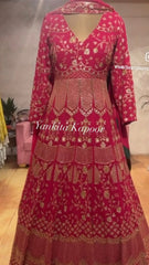 Fabulous Embroidery Sequence Work Red Color Gown