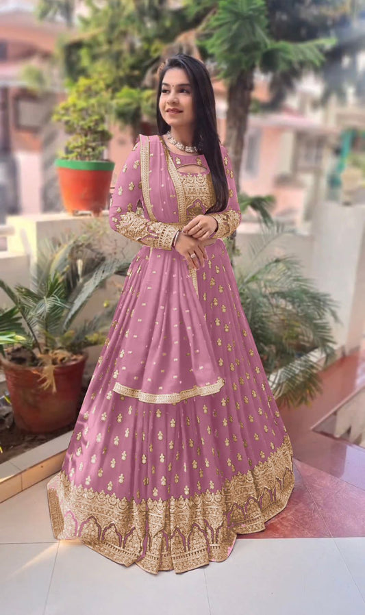 Traditional Wear  Embroidery Work Pink Color Lehenga Choli