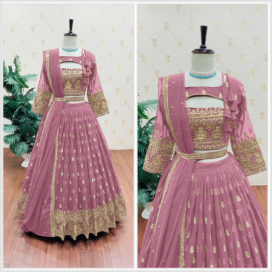 Traditional Wear  Embroidery Work Pink Color Lehenga Choli