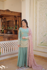 Demanding Sequins & Thread Embroidered work Sharara Suit