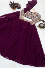 Attractive Embroidery Sequence Coding Purple Color Lehenga Choli