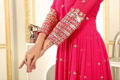 Imposing  Embroidery Sequence Work Pink Color Gown