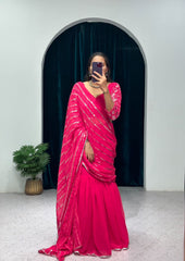 Blissful  Embroidery Twin Sequins Work Pink Color Lehenga Saree