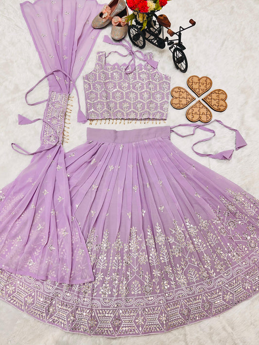 Captivating Embroidered Sequence work onion color lehenga choli