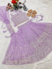 Captivating Embroidered Sequence work onion color lehenga choli