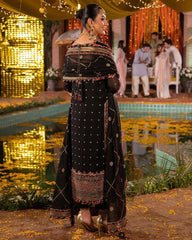 Mesmerizing  Embroidery Work With Latkan Work Black Color Anarkali Suit