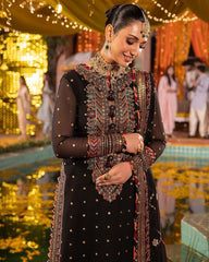 Mesmerizing  Embroidery Work With Latkan Work Black Color Anarkali Suit