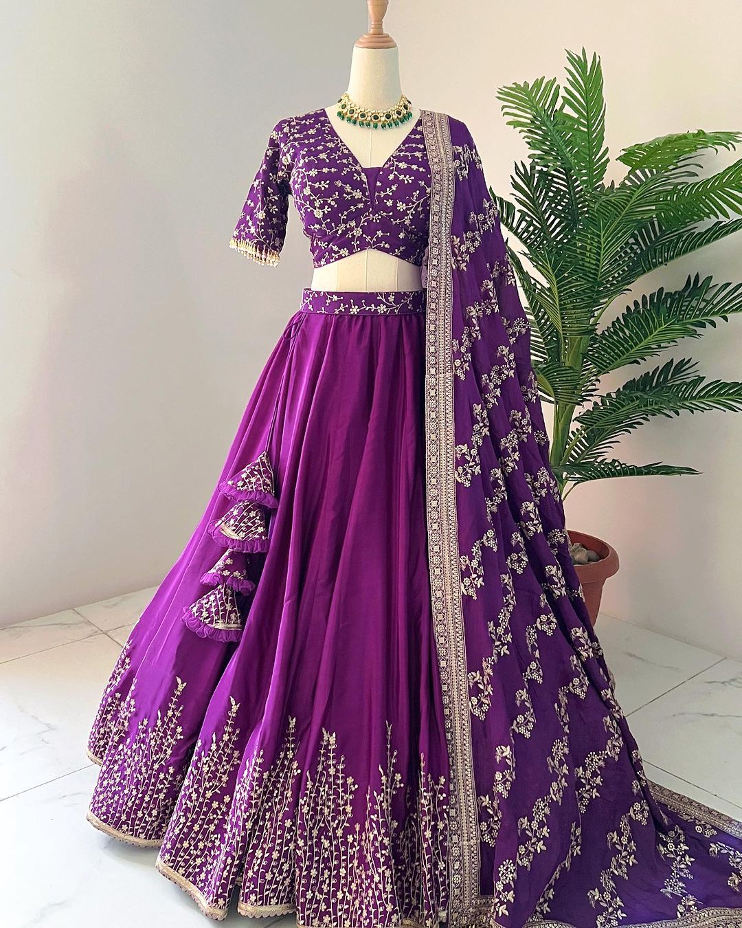 Captivating  Purple Color Heavy Embroidery Sequence Work Lehengha Choli