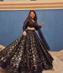 Superhit  Thread Sequence Work Black Color Lehenga Choli