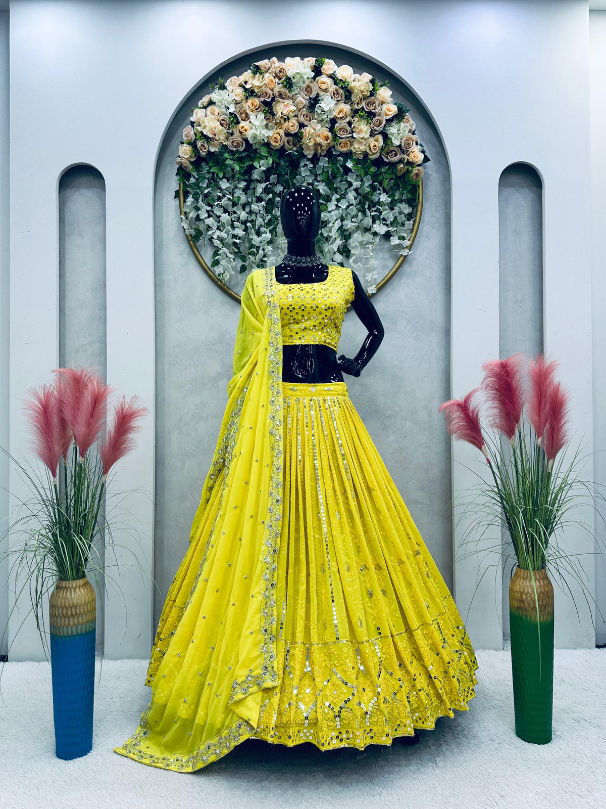 Marriage Special Embroidery Work Yellow Color Lehenga Choli