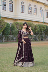 Delightful Maroon Color Sequins Embroidered work Maroon Color Lehenga Choli