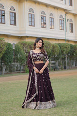 Delightful Maroon Color Sequins Embroidered work Maroon Color Lehenga Choli