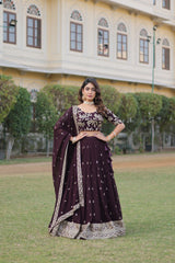 Delightful Maroon Color Sequins Embroidered work Maroon Color Lehenga Choli