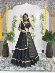 Embellished  Embroidery Sequence Black Color Lehenga Choli