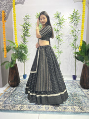 Embellished  Embroidery Sequence Black Color Lehenga Choli