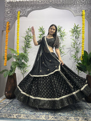 Embellished  Embroidery Sequence Black Color Lehenga Choli