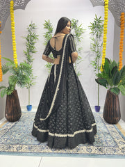 Embellished  Embroidery Sequence Black Color Lehenga Choli