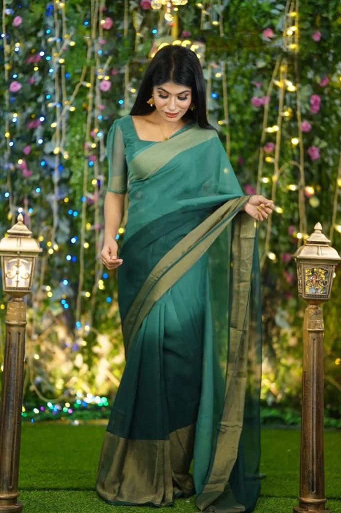 Awesome Ready To Wear Green Color Saree