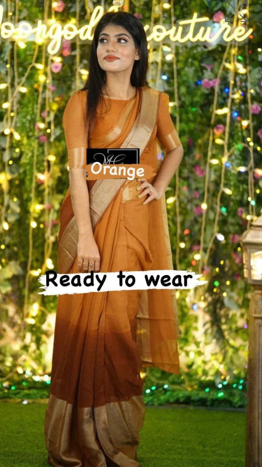 Awesome Ready To Wear Orange Color Saree