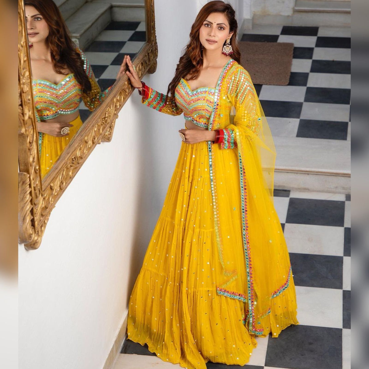 Delightful Haldi Wear Sequence Embroidery Work Yellow Color Lehenga Choli