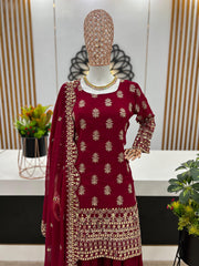 Captivating Pink Color Classic Work Sharara Suit