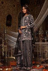 Attractive  Embroidery Heavy Stone Hand Work Black Color Sharara Suit