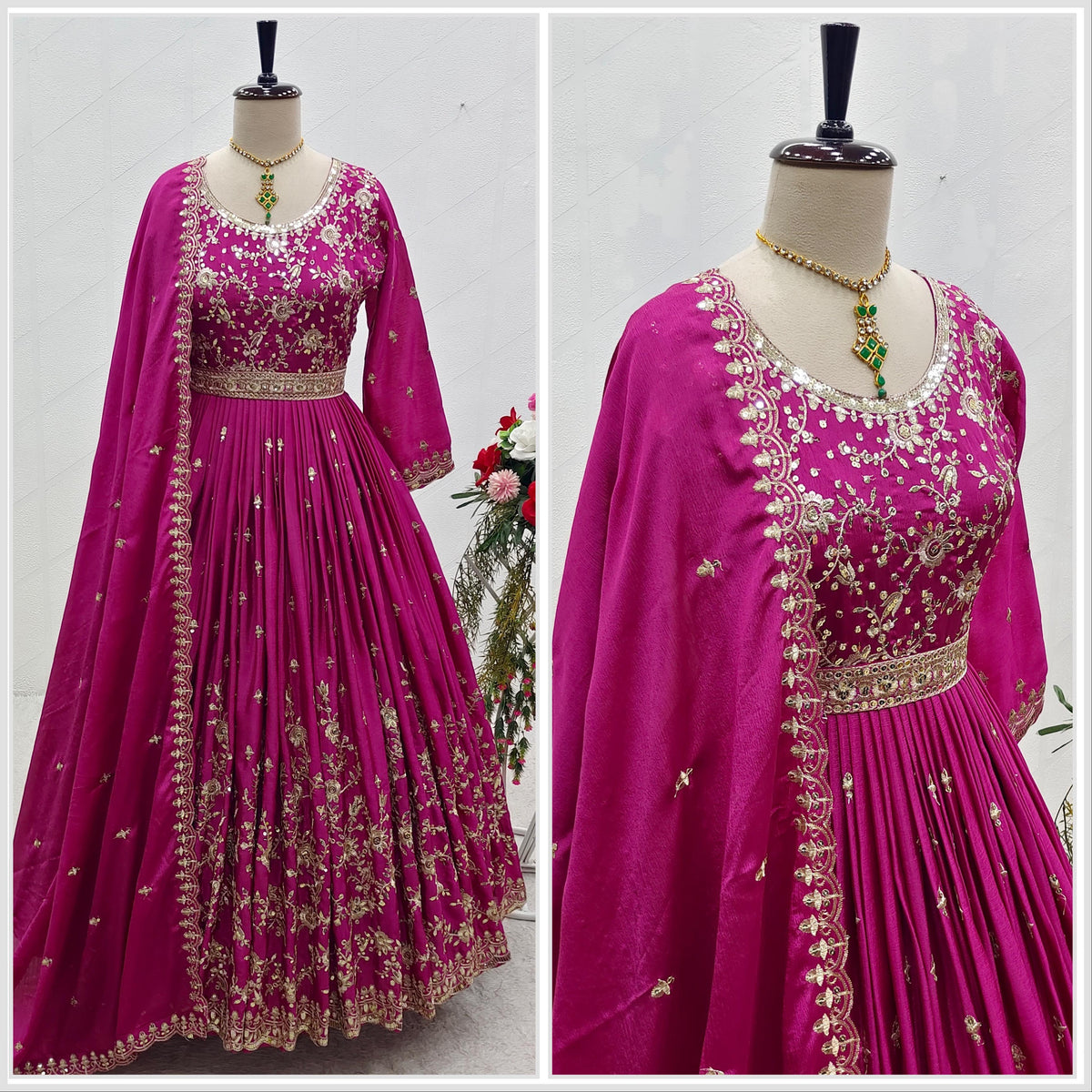 Occasion Wear Pink Color Sequence Work Gown