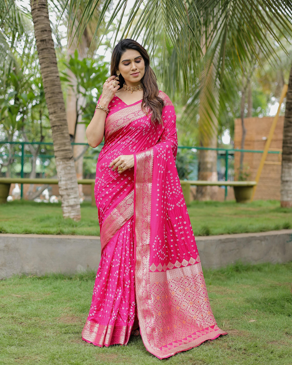 Captivating Light Pink Color Bandari  Style Saree